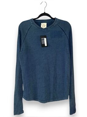 Chaser Men's Indigo Blue Long Sleeve Baseball Tee NWT Size Large Classic Casual